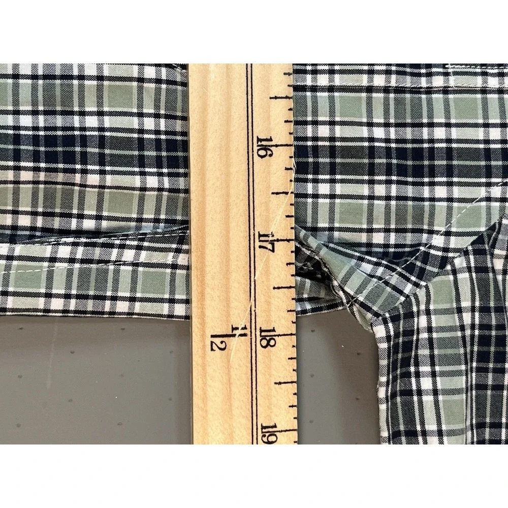 J.Crew Secret Wash Button Shirt Men XS Organic Cotton Slim Green Blue Plaid‎ New